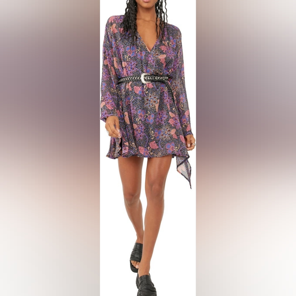 FREE PEOPLE Teegan Floral Long Sleeve Dress Women's Size XS
